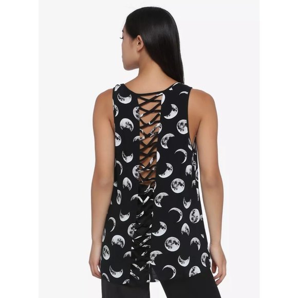 Hot Topic Moon Phases Tank Top Lace-Up Back Grunge Witchy Aesthetic Size Small - Picture 5 of 13